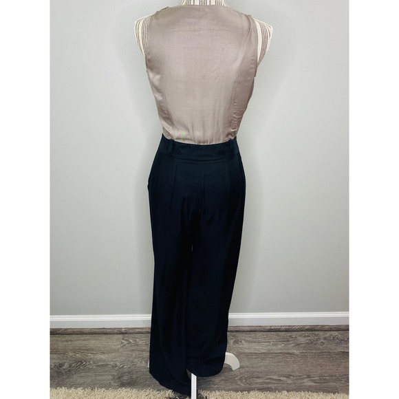 Anthropologie Sine Flower Trim Jumpsuit Women 2 Dressy Career Casual Brunch Chic - Picture 4 of 11